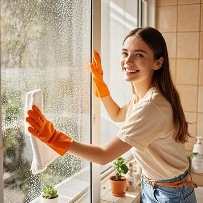 Latex Free Nitrile Cleaning Gloves, Small, 3 Pairs - color: Green+pink+orange, size: Small