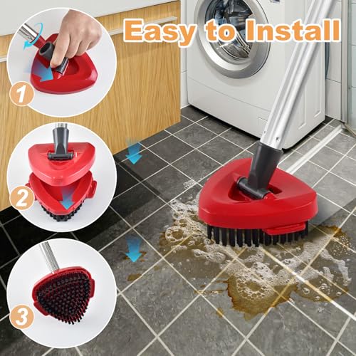 2 Pack Upgrade Scrub Brush for O Ceda Rinseclean 2 Tank,Hard Bristle Scrub Brush Attachment,Scrubber Mop Head for Bathroom Kitchen Wall Tile Floor Cleaning - color: Red