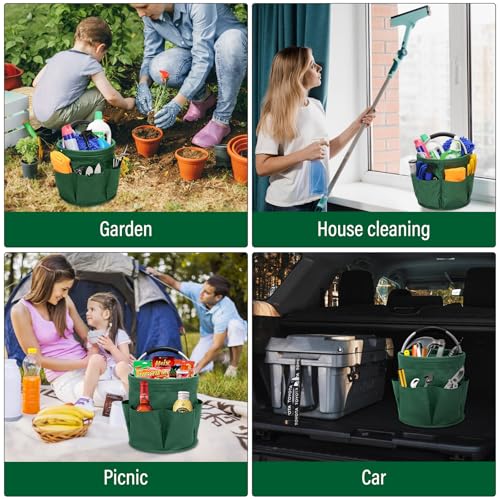 Multifunctional Folding Basket with Handles: Portable Picnic Baskets, Outdoor Beach Baskets, Garden Picking Baskets, Gift Baskets, Collapsible Bathroom Storage Baskets (Green) - color: Green