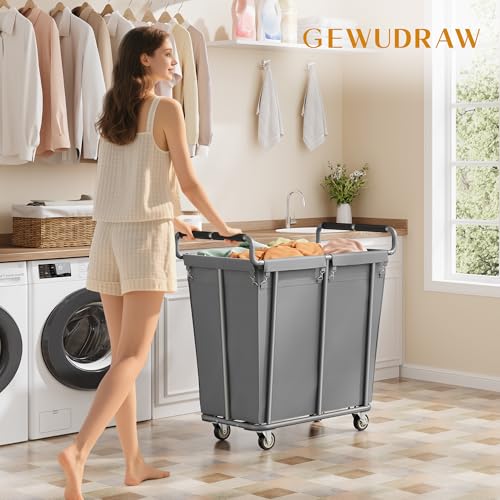 Gewudraw 360L Rolling Laundry Hamper with Wheels, 95 Gallons, Grey - color: Grey, size: 1-Section-360L