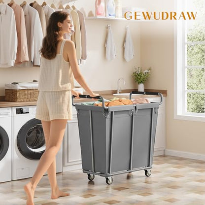 Gewudraw 360L Rolling Laundry Hamper with Wheels, 95 Gallons, Grey - color: Grey, size: 1-Section-360L