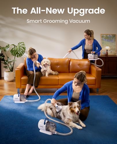 oneisall Dog Grooming Vacuum - 15000Pa Suction, Captures 99% Pet Hair to Reduce Shedding, Dog Grooming Clippers & Quiet Brush (≤59dB) with 4 Accessories, 2L Dust Canister for Home Cleaning - color: Blue