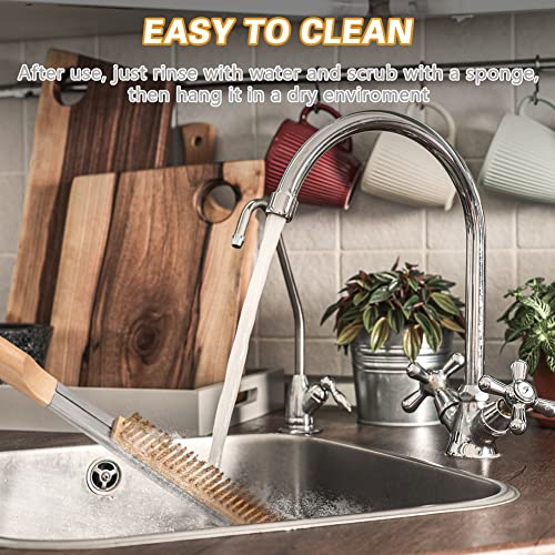 Aolso Pizza Oven Brush, 26" Brush and Stainless Steel Scraper for Pizza Stone, BBQ Grill Cleaning Brush Non Scratch Heat Proof Brass Bristles with Screwdriver, Outdoor Pizza Oven Accessories - size: 26" Brass Bristles