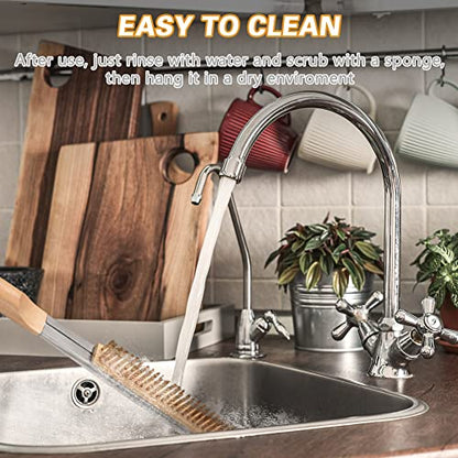 Aolso Pizza Oven Brush, 21" Brush and Stainless Steel Scraper for Pizza Stone, BBQ Grill Cleaning Brush Non Scratch Heat Proof Brass Bristles with Screwdriver, Outdoor Pizza Oven Accessories - size: 21" Brass Bristles