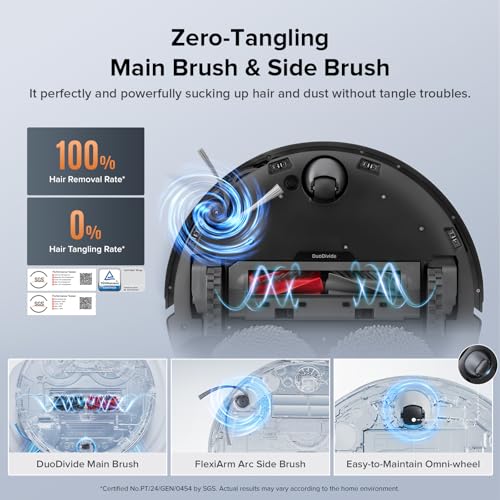 Roborock Qrevo Edge S5A Robot Vacuum and Mop, 18,500Pa, Zero-Tangling, DuoDivide Main Brush, FlexiArm Side Brush, Hot Water Mop Washing & Self-Cleaning, Warm Air Drying, Self-Emptying, Black - color: Black