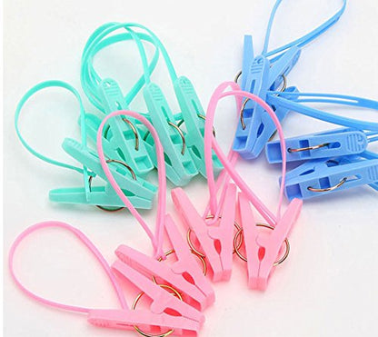 24Pcs Clothes Peg Clip Pins,Multicolor Rope Clip Hanging Clothes line Windproof Hanger Sock Clothes Drying Peg PP Plastic Clips Hooks - color: Multicolor/24pcs