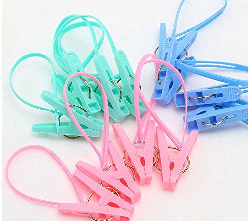 12Pcs Clothes Peg Clip Pins,Multicolor Rope Clip Hanging Clothes line Windproof Hanger Sock Clothes Drying Peg PP Plastic Clips Hooks - color: Multicolor/12pcs