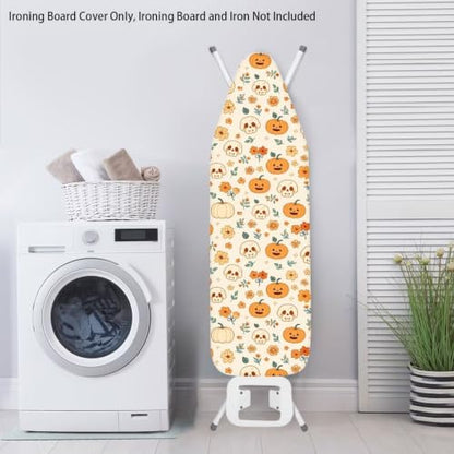 Halloween Pumpkin Ironing Board Cover and Pad 16 x 55 Inch Iron Board Cover with Elastic Edge & Adjustable Fastener Resist Scorching and Staining Extra Thick Padding - color: Halloween Pumpkin5