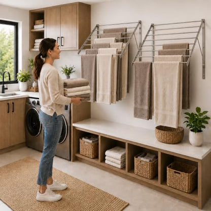 Wall Mounted Clothes Drying Rack | 30" Wide | 60lb Capacity - size: 30 inches