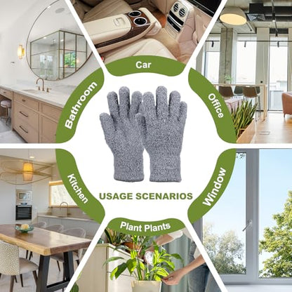 uxcell Microfiber Gloves, Reusable Washable Plant Dusting Gloves Cleaning Mittens for Auto Plants Household - color: Gray
