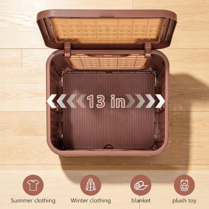 VECELO Laundry Hamper with Clothes Rack, Rolling Laundry Basket with Lid and Wheels, Tall Clothes Stand for Hanging Clothes, Multifunctional Laundry Organizer for Bedroom, Bathroom, Brown - color: Brown