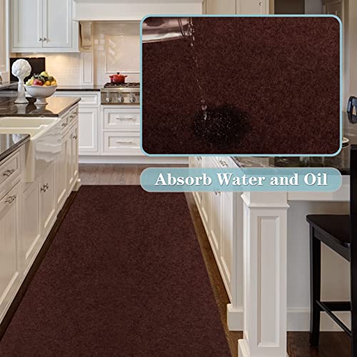 Runner Rug 2FT x 6FT, AYOHA 2'-82' Utility Carpet Runner for Entryway Hallway Aisles Balcony Garages, Area Rugs with Non-Slip Rubber Backing, Chocolate Brown (Available Custom Sizes)