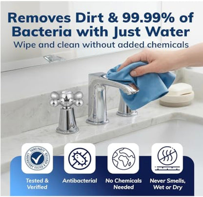 Antibacterial Reusable Cleaning Cloths, Silver-Embedded, 8 Pack - size: 8 Pack