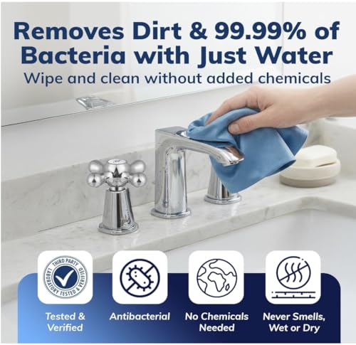 Antibacterial Reusable Cleaning Cloths, Silver-Embedded, 8 Pack - size: 8 Pack