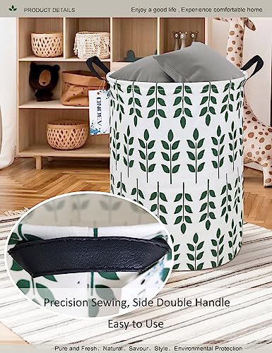 Round Leaf Laundry Hamper, Household Storage Bin - color: Leaf