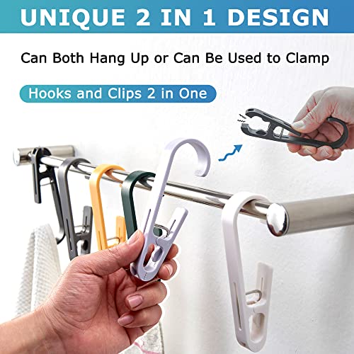 Laundry Hooks with Clips Hanger Closet Organizer Clamps Socks Boot Bras Towels for Bathroom Wardrobe Kitchen Office 4Pcs (Green) - color: Green