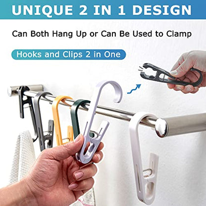 Laundry Hooks with Clips Hanger Closet Organizer Clamps Socks Boot Bras Towels for Bathroom Wardrobe Kitchen Office 4Pcs (Green) - color: Green