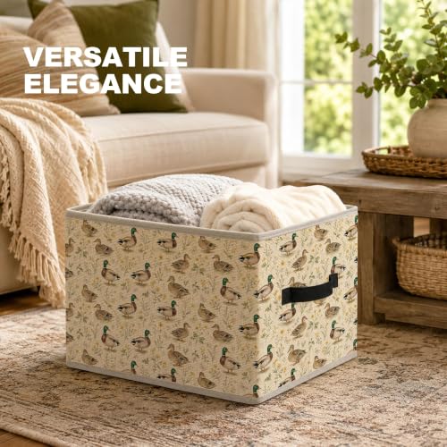 Farmhouse Rustic Mallard Duck Fabric Storage Basket Laundry Hampers - color: Color-2