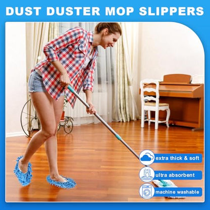 Mop Slippers Shoes, 5 Pairs (10 Pieces) Microfiber Shoe Covers - color: A-purple, Green, Pink, Blue, Orange 10 Pack