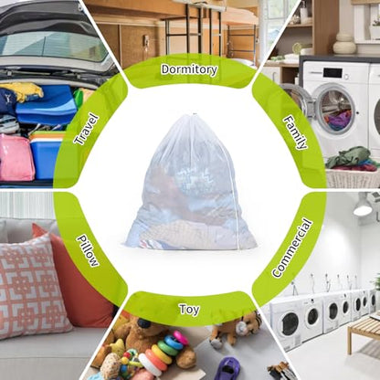 OTraki Ex-Large Mesh Laundry Bag 36x43 Inch Drawstring Laundry Wash Bags 2 Pack Dirty Clothes Net Laundry Bag Heavy Duty Travel Storage Organize Bag Don't Drying, Melting 140-176℉ White - size: 36 x 43 inch