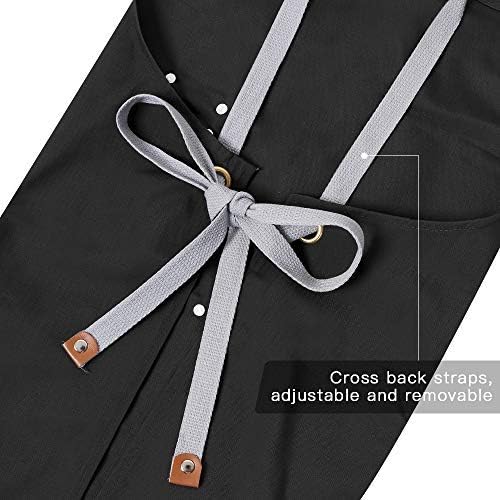 Chef Apron-Cross Back Apron for Men Women with Adjustable Straps - color: Black