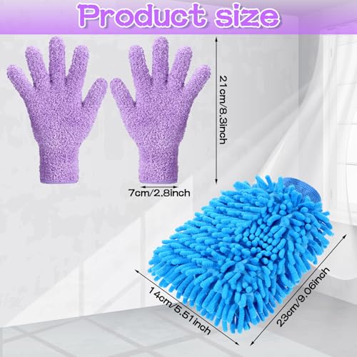 Potchen 6 Pcs Microfiber Dusting Mitt Glove for Plant - color: Pink,purple,blue