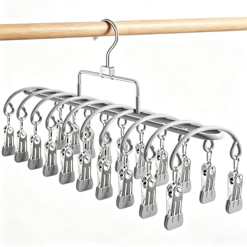 Pants Hangers with 20 Clips, Space Saving Hanging Closet Organizer (Grey) - color: Gray