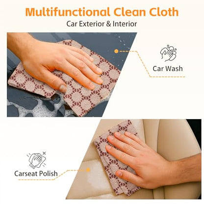 Viraelive Microfiber Cleaning Cloth Roll, 50 Pack, Brown Dot, 12"x12" - color: Brone Dots