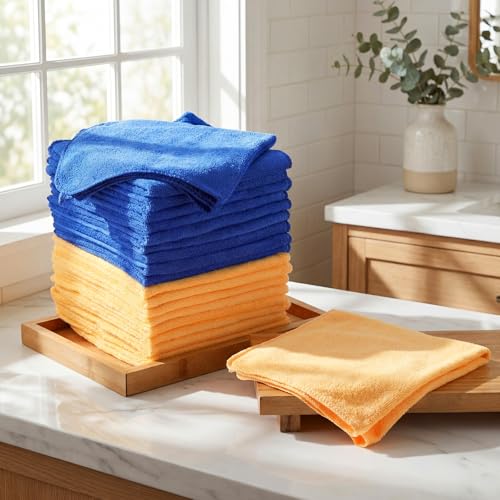 Nuenen Car Microfiber Clean Cloths, Yellow,Blue, 16 x 16 Inch, 60 Pcs - color: Yellow,blue, size: 16 x 16 inches