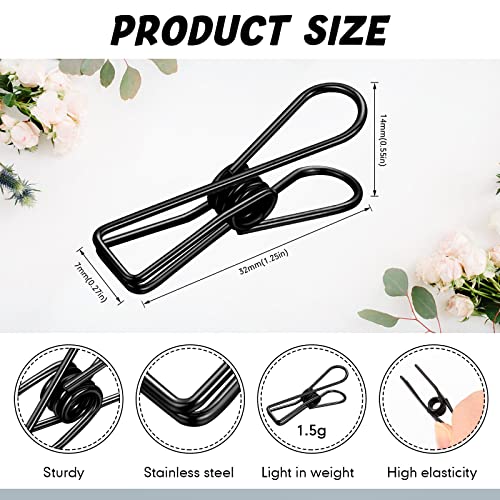 Sabary 100 Pcs Paper Clip Metal Wire Clothespin,Small,Black - color: Black, size: Single Size (Small)