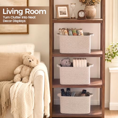 OIAHOMY Woven Storage Basket, Small Baskets for Organizing Brown - color: Brown, size: 13.5"x11"x9.5"