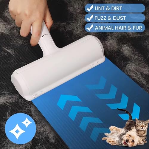 Reusable Pet Hair Remover Roller – Dog & Cat Fur Lint Cleaner for Sofa, Carpet, Bed & Car Seats – No Adhesive Required (White/Purple) - color: White/Purple