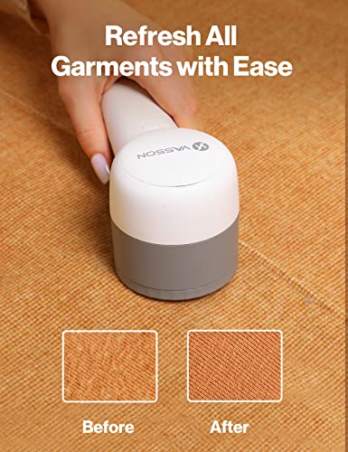 VASSON Fabric Shaver, Sweater Shavers to Remove Pilling, High-Perf Defuzzer, Rechargeable Electric Lint Shaver for Fuzz and Lint Balls from Clothing, Upholstery (Greyish White) - color: Greyish White