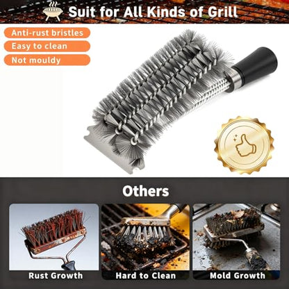 Outdoor Grill Brush with Scraper, BBQ Cleaning Tool for Gas, Infrared, Charcoal, Porcelain Grills.