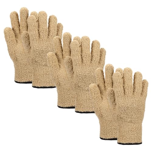 uxcell Microfiber Gloves, Reusable Washable Plant Dusting Gloves Cleaning Mittens for Auto Plants Household Kitchen - color: Khaki