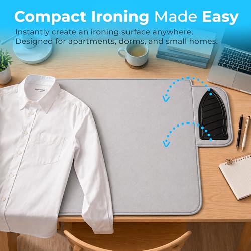 Handy Laundry Portable Ironing Mat - Easily Change Any Flat Surface into an Ironing Board. Features Silicone Slip Resistant Iron Rest to Safely Place Your Hot Iron. Easy to Take Along When Traveling. - style: Regular