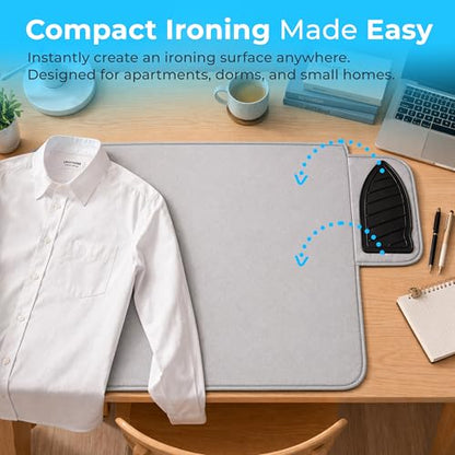 Handy Laundry Portable Ironing Mat - Easily Change Any Flat Surface into an Ironing Board. Features Silicone Slip Resistant Iron Rest to Safely Place Your Hot Iron. Easy to Take Along When Traveling. - style: Regular