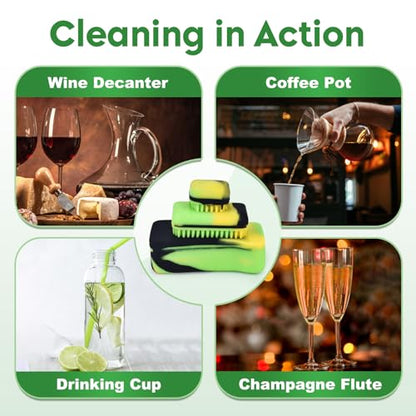 Magnetic Glass Cleaner Kit, Dual Silicone Scrubbers with Handle, Black - color: Black