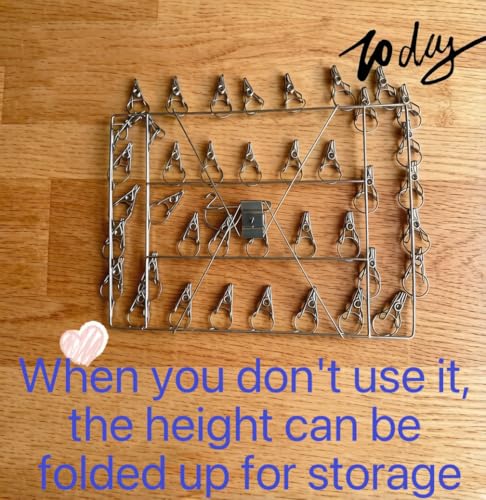 2 Pack Sock Drying Racks with 80 Clips, Stainless Steel Drying Clamp