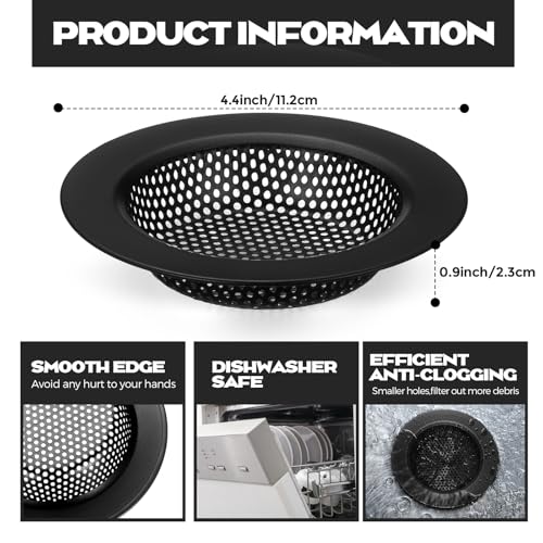 Retisee 2 Pcs Kitchen Sink Drain Strainer 4.4 Inch,Matte Black - color: Matte Black