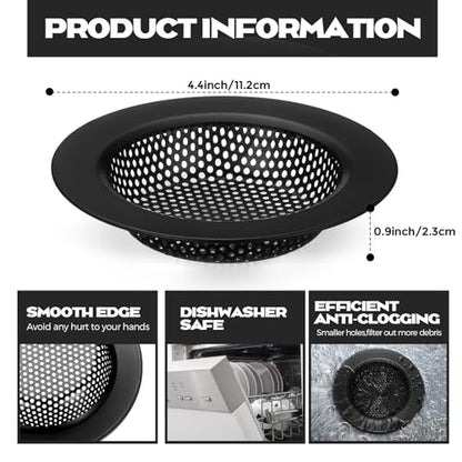 Retisee 2 Pcs Kitchen Sink Drain Strainer 4.4 Inch,Matte Black - color: Matte Black