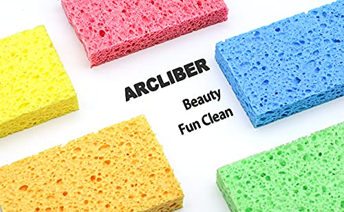 ARCLIBER 12 Pack Cellulose Scrub Sponges Non-Scratch Heavy Duty Kitchen - color: Multicolor, size: 12 Count (Pack of 1)