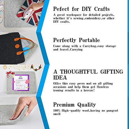 Wool Pressing Mat, 100% New Zealand Wool, 17" x 13.5" Ironing Mat - size: 17" x 13.5" with Carrying Case