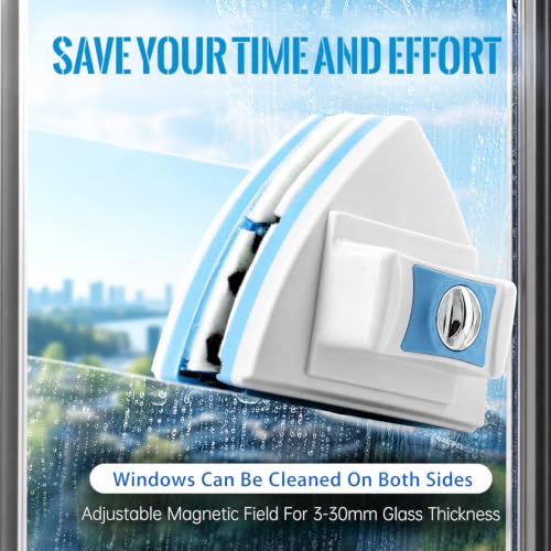 Double-Sided Magnetic Window Cleaner, Blue - color: Blue