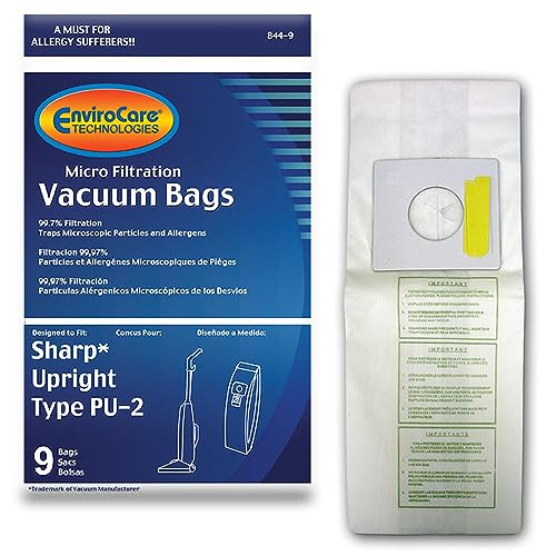Envirocare Replacement Micro Filtration Vacuum Cleaner Dust Bags Made to fit Sharp Upright Type PU-2 9 Pack