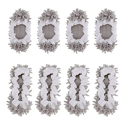 8 Pcs Mop Slippers Socks Floor Cleaning,Microfiber Shoe Covers dust Washable Reusable for Woman Man House Kitchen (Grey) - color: Grey