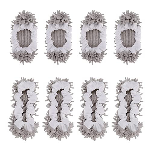 8 Pcs Mop Slippers Socks Floor Cleaning,Microfiber Shoe Covers dust Washable Reusable for Woman Man House Kitchen (Grey) - color: Grey