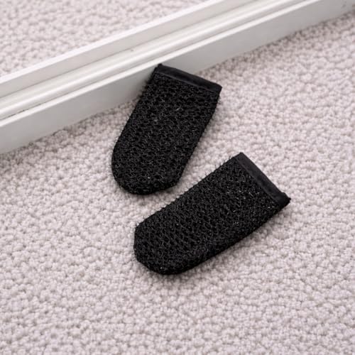 Microfiber Finger Cleaning Gloves (2-Pack), Gap & Crevice Scrubbing Tool for Blinds, Windows, and Vents, Reusable Detail Dusting Mitt with Built-in Hanging Loop, Black