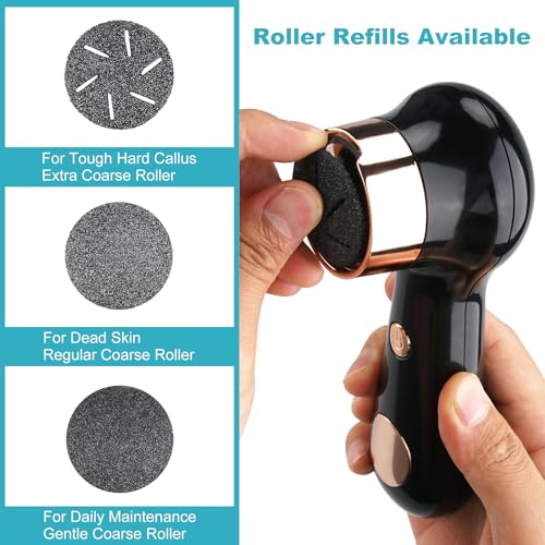 Electric Foot Callus Removers for Feet - Rechargeable Waterproof Portable Electronic Foot File Pedicure Tools for Cracked Heels Dead Skin - style: Black gold