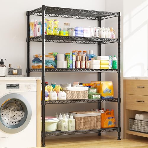 REIBII 31.5" W 5-Tier Storage Shelves, 1000 lbs, Adjustable, for Pantry - size: 5 Tier-15.7"D x 31.5"W x 71"H